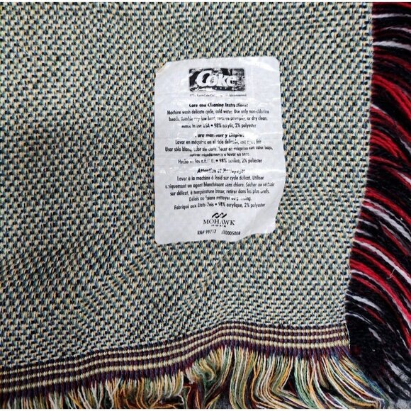 Vintage Coca-Cola Coke Blanket Advertising Soda Wall Art Fringed Tapestry 50x59 - Picture 5 of 6